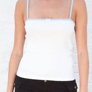 brandy melville blue and white bow cami